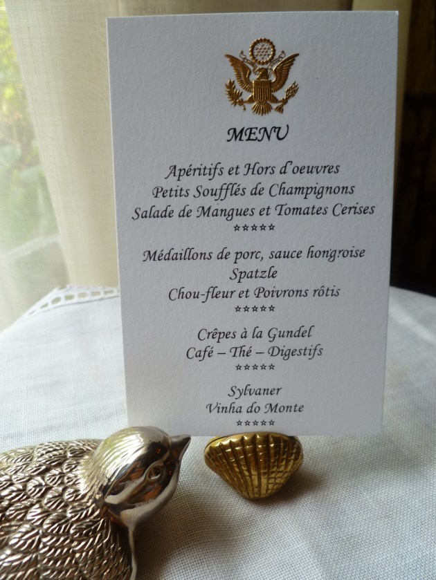 mushroom souffles, clementine salad , all, and Menuand Place car 262