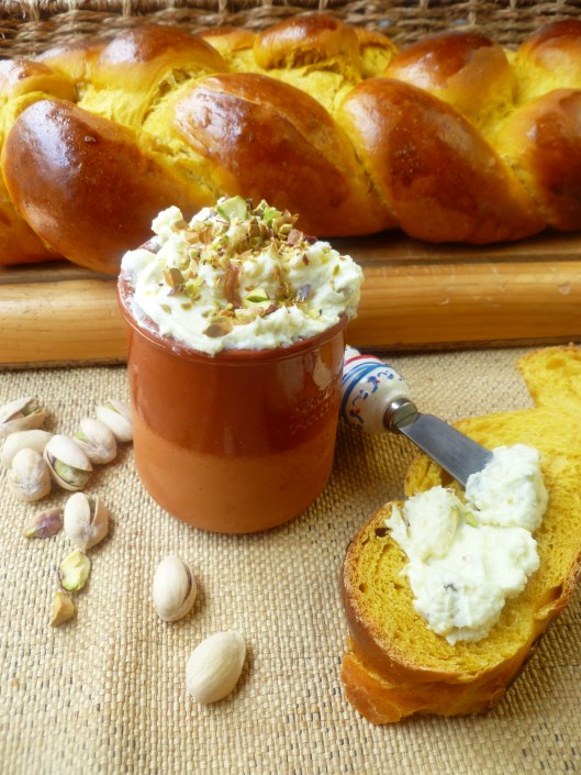 pumpkin challah finish and pstachio spread all 015