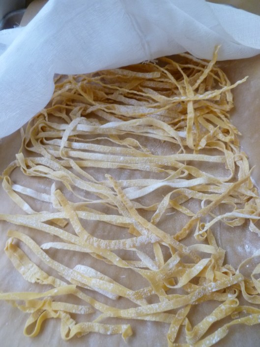 cheeseclotch over pastahay and strawwgarlic auberginesauceon spa 001