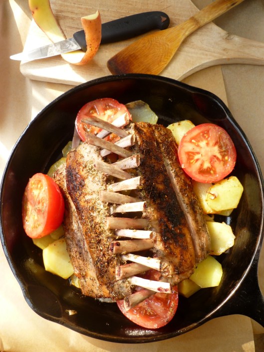 roasted shallot fig salad step rack of lamb 018